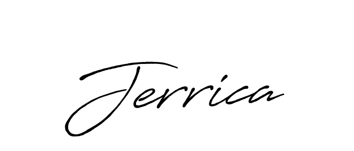 How to make Jerrica name signature. Use Antro_Vectra_Bolder style for creating short signs online. This is the latest handwritten sign. Jerrica signature style 7 images and pictures png