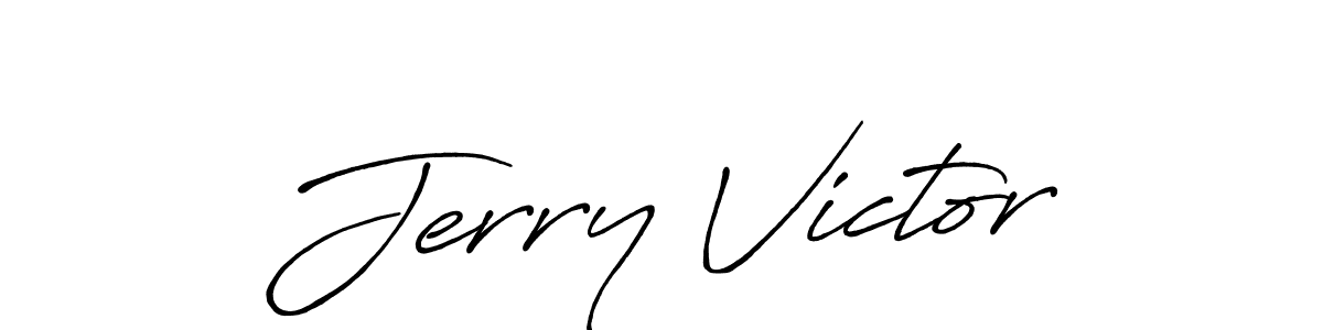 How to make Jerry Victor name signature. Use Antro_Vectra_Bolder style for creating short signs online. This is the latest handwritten sign. Jerry Victor signature style 7 images and pictures png