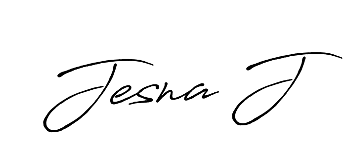 Jesna J stylish signature style. Best Handwritten Sign (Antro_Vectra_Bolder) for my name. Handwritten Signature Collection Ideas for my name Jesna J. Jesna J signature style 7 images and pictures png