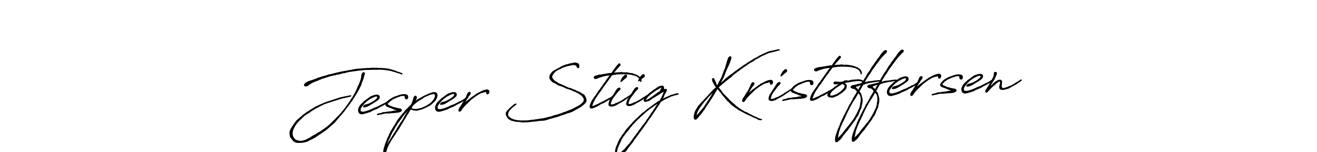 Create a beautiful signature design for name Jesper Stiig Kristoffersen. With this signature (Antro_Vectra_Bolder) fonts, you can make a handwritten signature for free. Jesper Stiig Kristoffersen signature style 7 images and pictures png