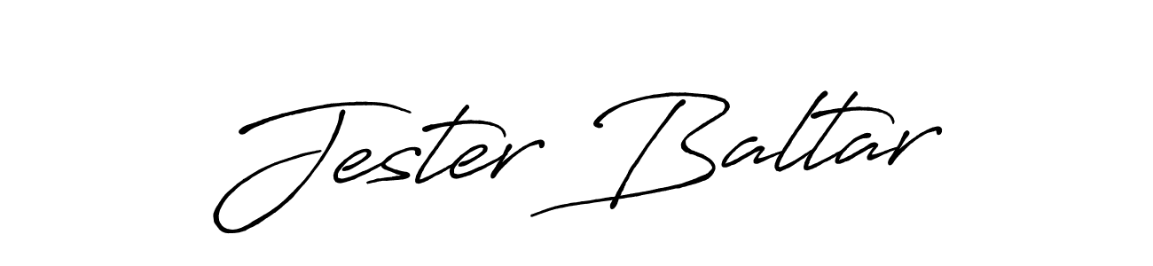 How to make Jester Baltar name signature. Use Antro_Vectra_Bolder style for creating short signs online. This is the latest handwritten sign. Jester Baltar signature style 7 images and pictures png
