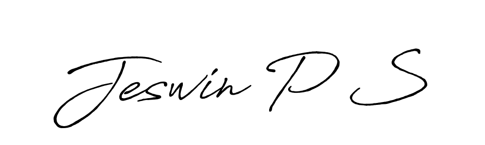 Also You can easily find your signature by using the search form. We will create Jeswin P S name handwritten signature images for you free of cost using Antro_Vectra_Bolder sign style. Jeswin P S signature style 7 images and pictures png