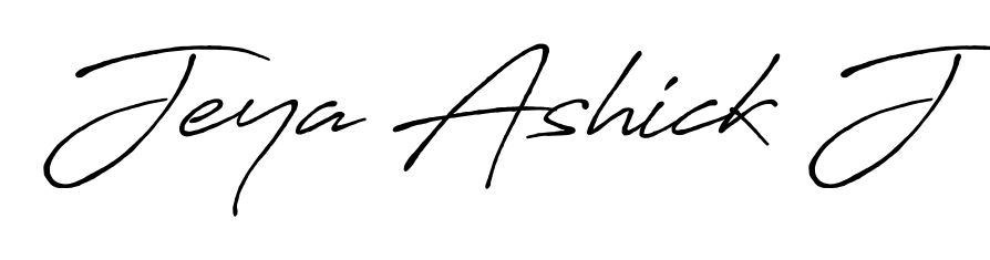 A timeless handwritten aesthetic for Jeya Ashick J. The Antro_Vectra_Bolder font gives your signature a handcrafted feel with natural curves. Jeya Ashick J signature style 7 images and pictures png