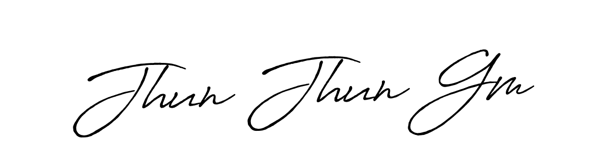Make a beautiful signature design for name Jhun Jhun Gm. With this signature (Antro_Vectra_Bolder) style, you can create a handwritten signature for free. Jhun Jhun Gm signature style 7 images and pictures png
