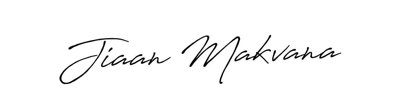 Create a beautiful signature design for name Jiaan Makvana. With this signature (Antro_Vectra_Bolder) fonts, you can make a handwritten signature for free. Jiaan Makvana signature style 7 images and pictures png