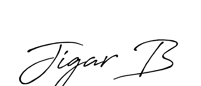 Jigar B stylish signature style. Best Handwritten Sign (Antro_Vectra_Bolder) for my name. Handwritten Signature Collection Ideas for my name Jigar B. Jigar B signature style 7 images and pictures png