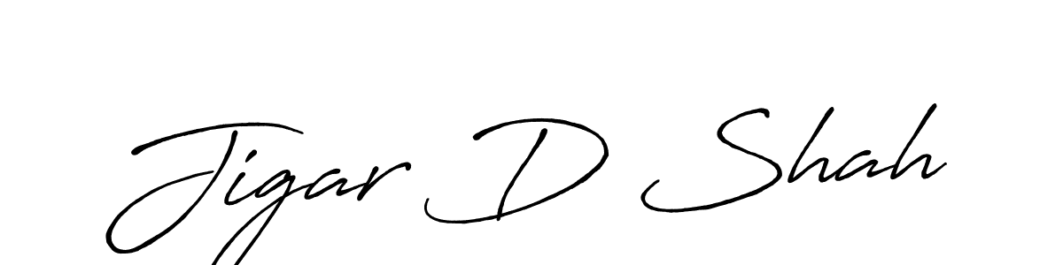 Make a beautiful signature design for name Jigar D Shah. With this signature (Antro_Vectra_Bolder) style, you can create a handwritten signature for free. Jigar D Shah signature style 7 images and pictures png