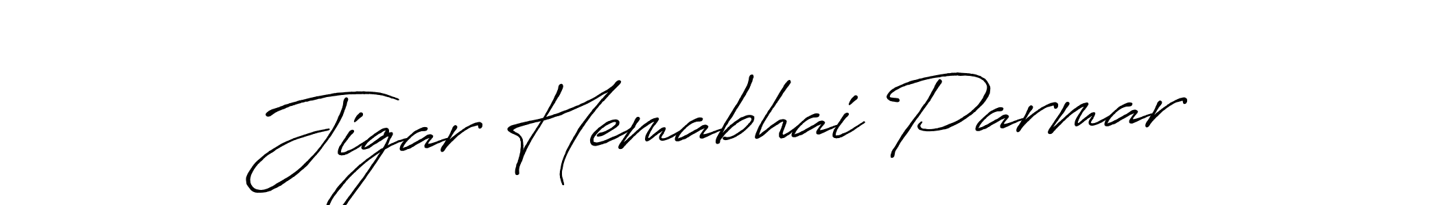 Create a beautiful signature design for name Jigar Hemabhai Parmar. With this signature (Antro_Vectra_Bolder) fonts, you can make a handwritten signature for free. Jigar Hemabhai Parmar signature style 7 images and pictures png