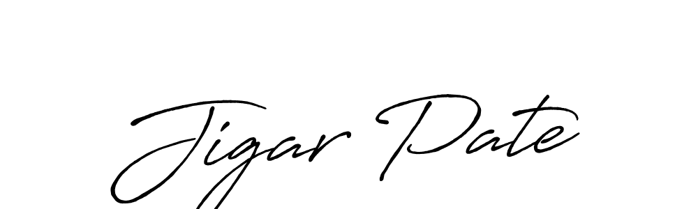 Also we have Jigar Pate name is the best signature style. Create professional handwritten signature collection using Antro_Vectra_Bolder autograph style. Jigar Pate signature style 7 images and pictures png