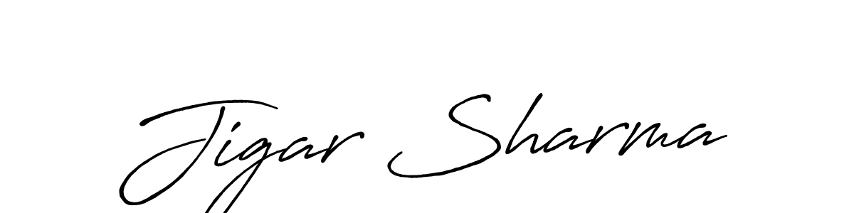 How to make Jigar Sharma name signature. Use Antro_Vectra_Bolder style for creating short signs online. This is the latest handwritten sign. Jigar Sharma signature style 7 images and pictures png