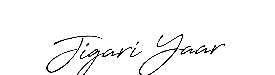 if you are searching for the best signature style for your name Jigari Yaar. so please give up your signature search. here we have designed multiple signature styles  using Antro_Vectra_Bolder. Jigari Yaar signature style 7 images and pictures png