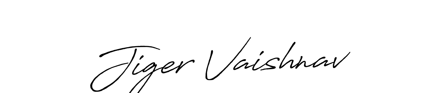 Make a beautiful signature design for name Jiger Vaishnav. With this signature (Antro_Vectra_Bolder) style, you can create a handwritten signature for free. Jiger Vaishnav signature style 7 images and pictures png