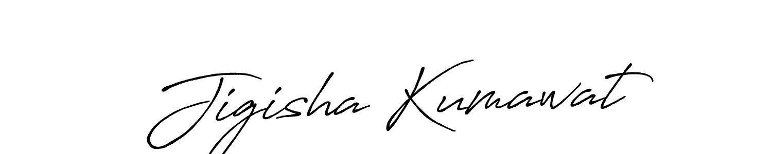 How to make Jigisha Kumawat name signature. Use Antro_Vectra_Bolder style for creating short signs online. This is the latest handwritten sign. Jigisha Kumawat signature style 7 images and pictures png