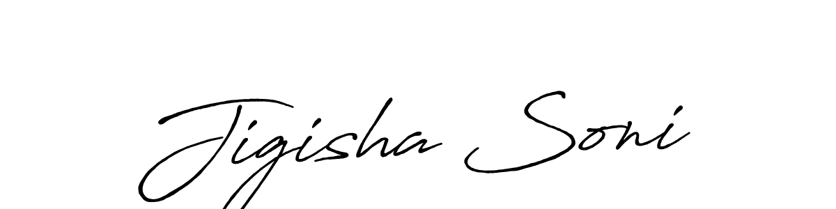 The best way (Antro_Vectra_Bolder) to make a short signature is to pick only two or three words in your name. The name Jigisha Soni include a total of six letters. For converting this name. Jigisha Soni signature style 7 images and pictures png