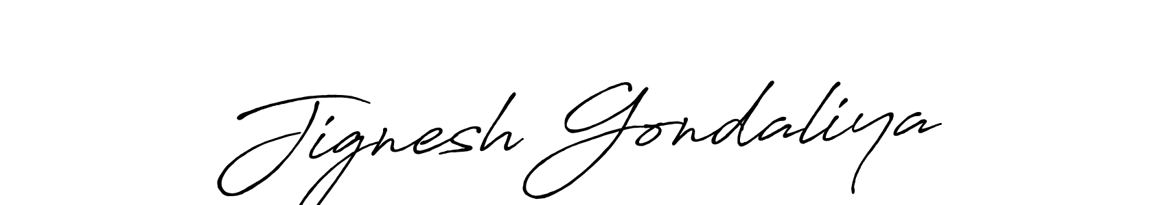How to make Jignesh Gondaliya name signature. Use Antro_Vectra_Bolder style for creating short signs online. This is the latest handwritten sign. Jignesh Gondaliya signature style 7 images and pictures png