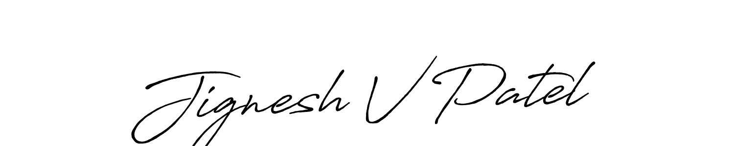 Design your own signature with our free online signature maker. With this signature software, you can create a handwritten (Antro_Vectra_Bolder) signature for name Jignesh V Patel. Jignesh V Patel signature style 7 images and pictures png