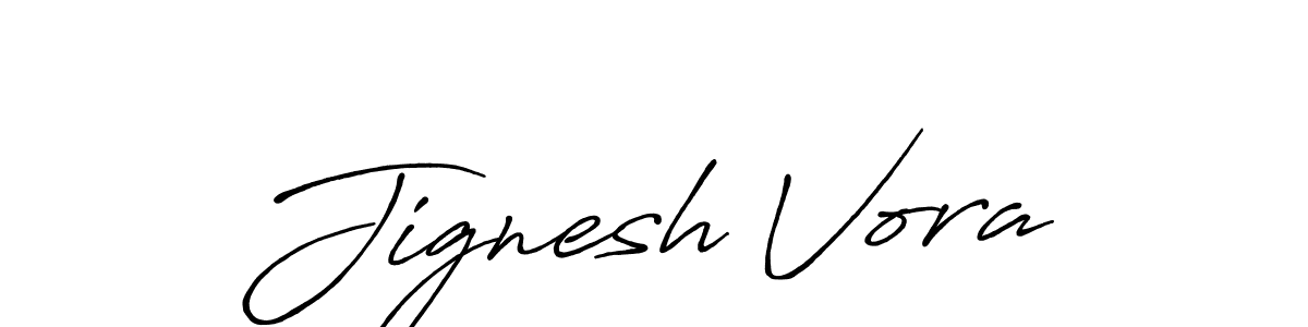 How to make Jignesh Vora name signature. Use Antro_Vectra_Bolder style for creating short signs online. This is the latest handwritten sign. Jignesh Vora signature style 7 images and pictures png