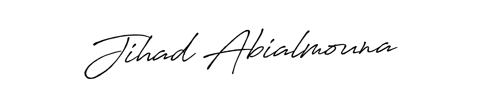 Use a signature maker to create a handwritten signature online. With this signature software, you can design (Antro_Vectra_Bolder) your own signature for name Jihad Abialmouna. Jihad Abialmouna signature style 7 images and pictures png