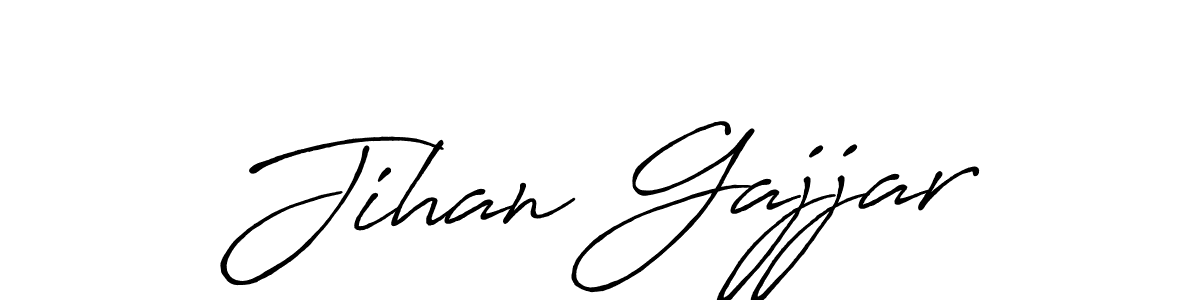 Make a beautiful signature design for name Jihan Gajjar. With this signature (Antro_Vectra_Bolder) style, you can create a handwritten signature for free. Jihan Gajjar signature style 7 images and pictures png