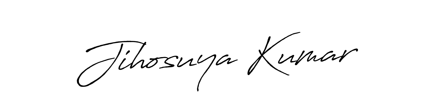 Make a beautiful signature design for name Jihosuya Kumar. With this signature (Antro_Vectra_Bolder) style, you can create a handwritten signature for free. Jihosuya Kumar signature style 7 images and pictures png