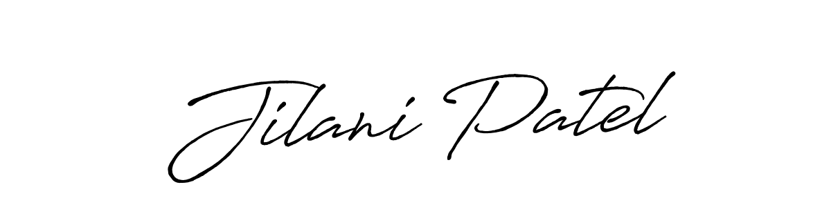 Make a beautiful signature design for name Jilani Patel. With this signature (Antro_Vectra_Bolder) style, you can create a handwritten signature for free. Jilani Patel signature style 7 images and pictures png