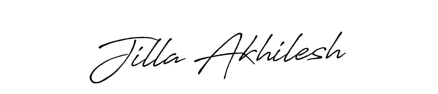 if you are searching for the best signature style for your name Jilla Akhilesh. so please give up your signature search. here we have designed multiple signature styles  using Antro_Vectra_Bolder. Jilla Akhilesh signature style 7 images and pictures png