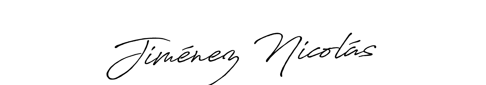 How to make Jiménez Nicolás name signature. Use Antro_Vectra_Bolder style for creating short signs online. This is the latest handwritten sign. Jiménez Nicolás signature style 7 images and pictures png
