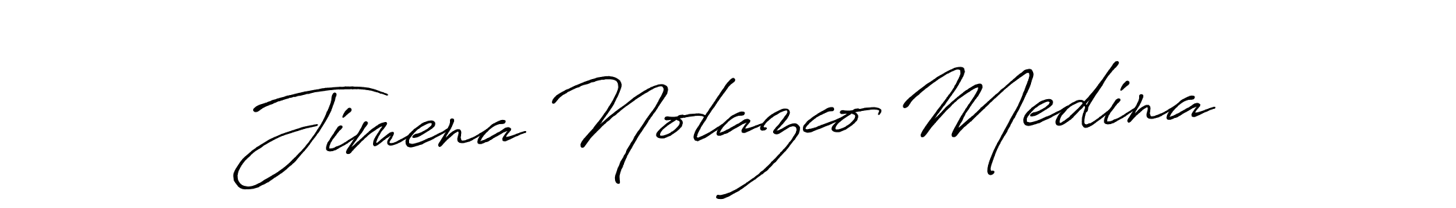 You should practise on your own different ways (Antro_Vectra_Bolder) to write your name (Jimena Nolazco Medina) in signature. don't let someone else do it for you. Jimena Nolazco Medina signature style 7 images and pictures png