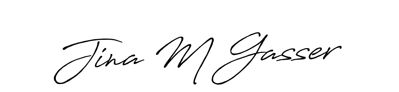 Jina M Gasser stylish signature style. Best Handwritten Sign (Antro_Vectra_Bolder) for my name. Handwritten Signature Collection Ideas for my name Jina M Gasser. Jina M Gasser signature style 7 images and pictures png