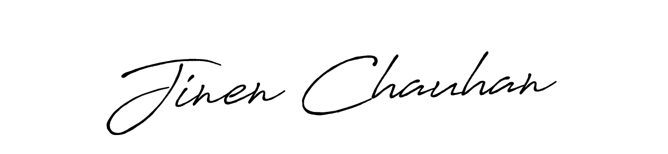 How to make Jinen Chauhan name signature. Use Antro_Vectra_Bolder style for creating short signs online. This is the latest handwritten sign. Jinen Chauhan signature style 7 images and pictures png