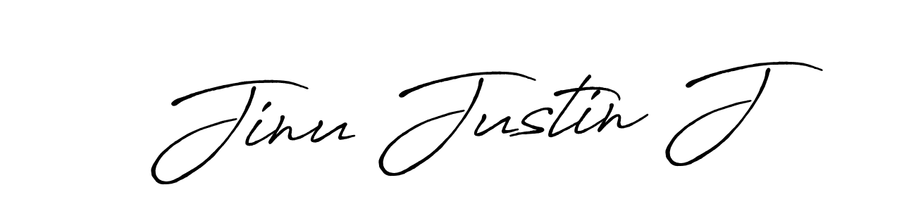 Jinu Justin J stylish signature style. Best Handwritten Sign (Antro_Vectra_Bolder) for my name. Handwritten Signature Collection Ideas for my name Jinu Justin J. Jinu Justin J signature style 7 images and pictures png