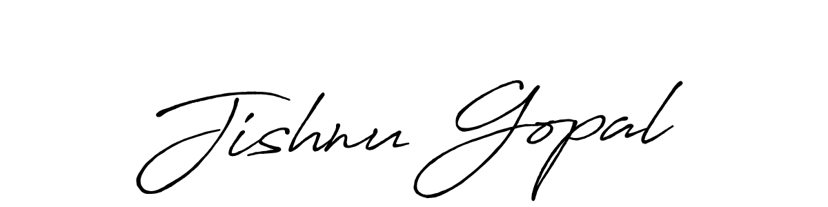 Create a beautiful signature design for name Jishnu Gopal. With this signature (Antro_Vectra_Bolder) fonts, you can make a handwritten signature for free. Jishnu Gopal signature style 7 images and pictures png