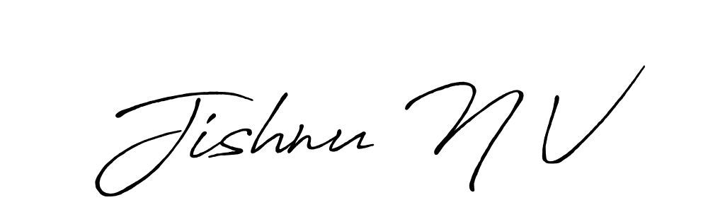 Create a beautiful signature design for name Jishnu N V. With this signature (Antro_Vectra_Bolder) fonts, you can make a handwritten signature for free. Jishnu N V signature style 7 images and pictures png