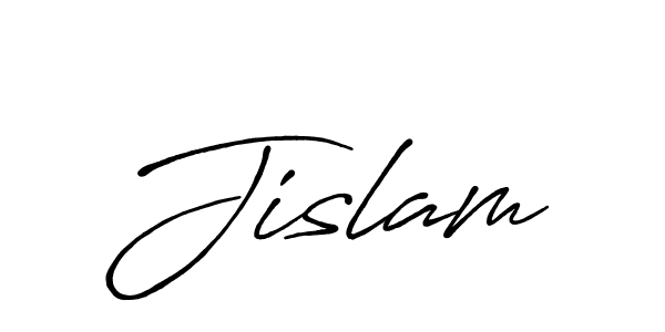 Use a signature maker to create a handwritten signature online. With this signature software, you can design (Antro_Vectra_Bolder) your own signature for name Jislam. Jislam signature style 7 images and pictures png