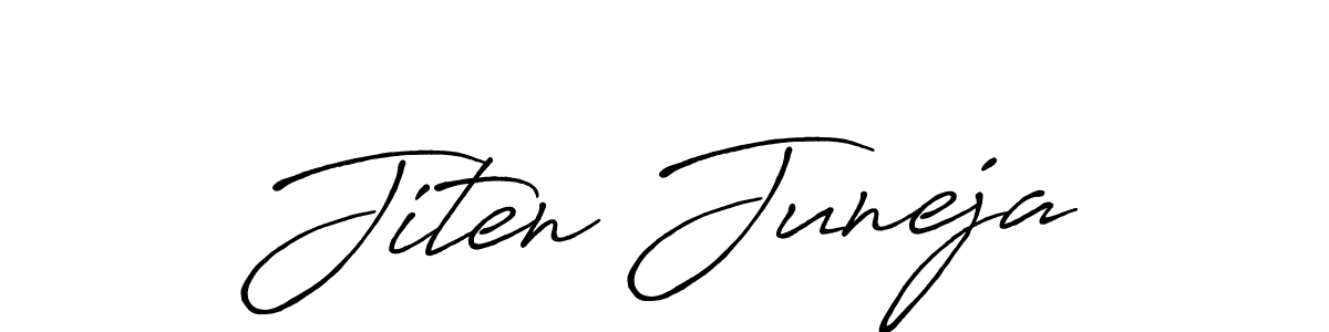 How to make Jiten Juneja name signature. Use Antro_Vectra_Bolder style for creating short signs online. This is the latest handwritten sign. Jiten Juneja signature style 7 images and pictures png