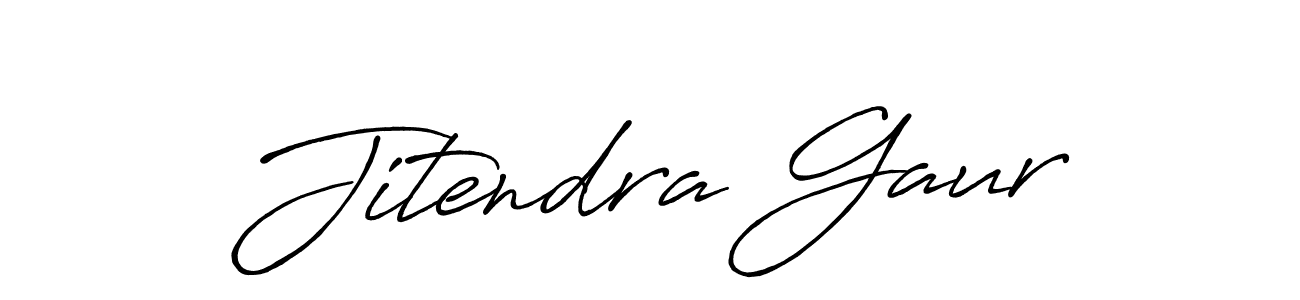 How to make Jitendra Gaur name signature. Use Antro_Vectra_Bolder style for creating short signs online. This is the latest handwritten sign. Jitendra Gaur signature style 7 images and pictures png