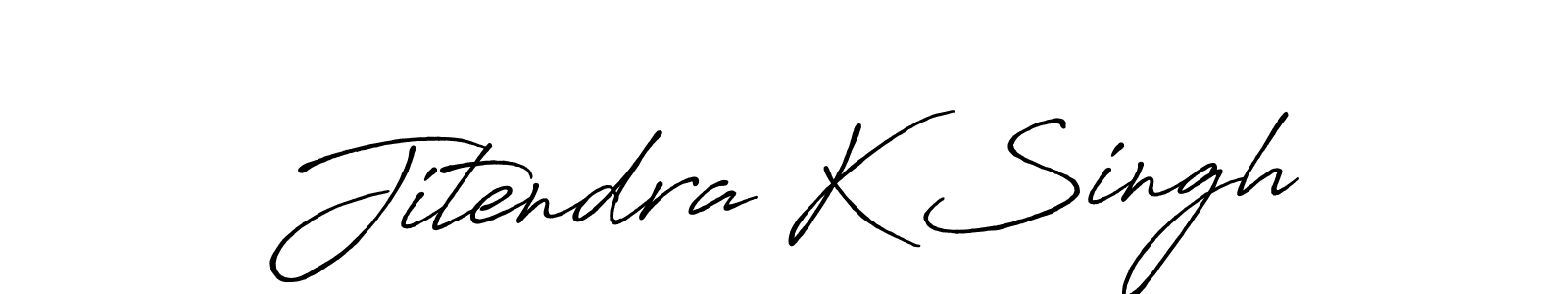 How to make Jitendra K Singh name signature. Use Antro_Vectra_Bolder style for creating short signs online. This is the latest handwritten sign. Jitendra K Singh signature style 7 images and pictures png