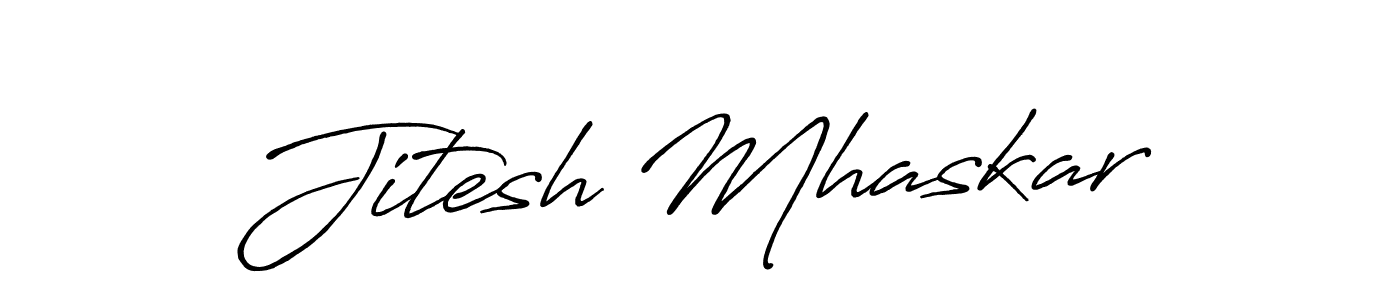 How to make Jitesh Mhaskar name signature. Use Antro_Vectra_Bolder style for creating short signs online. This is the latest handwritten sign. Jitesh Mhaskar signature style 7 images and pictures png