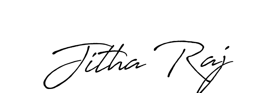 Use a signature maker to create a handwritten signature online. With this signature software, you can design (Antro_Vectra_Bolder) your own signature for name Jitha Raj. Jitha Raj signature style 7 images and pictures png