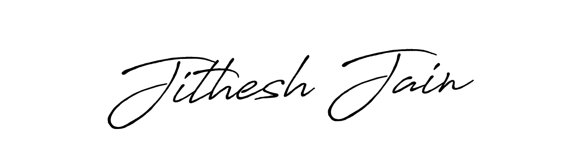 How to make Jithesh Jain name signature. Use Antro_Vectra_Bolder style for creating short signs online. This is the latest handwritten sign. Jithesh Jain signature style 7 images and pictures png