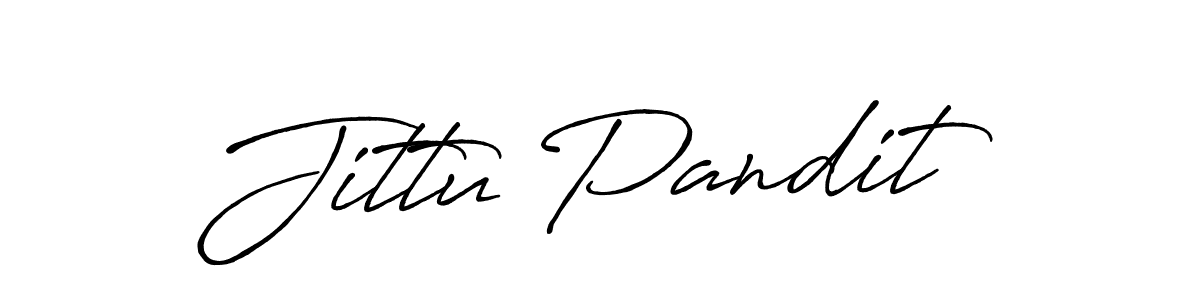 How to make Jittu Pandit name signature. Use Antro_Vectra_Bolder style for creating short signs online. This is the latest handwritten sign. Jittu Pandit signature style 7 images and pictures png