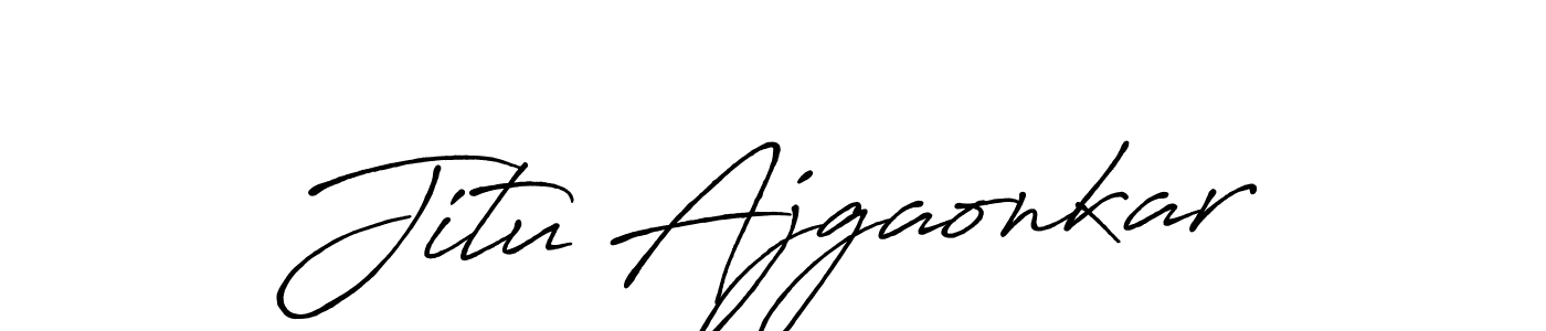 if you are searching for the best signature style for your name Jitu Ajgaonkar. so please give up your signature search. here we have designed multiple signature styles  using Antro_Vectra_Bolder. Jitu Ajgaonkar signature style 7 images and pictures png