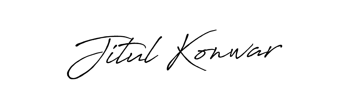 How to make Jitul Konwar name signature. Use Antro_Vectra_Bolder style for creating short signs online. This is the latest handwritten sign. Jitul Konwar signature style 7 images and pictures png