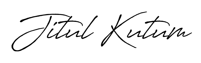 A timeless handwritten aesthetic for Jitul Kutum. The Antro_Vectra_Bolder font gives your signature a handcrafted feel with natural curves. Jitul Kutum signature style 7 images and pictures png