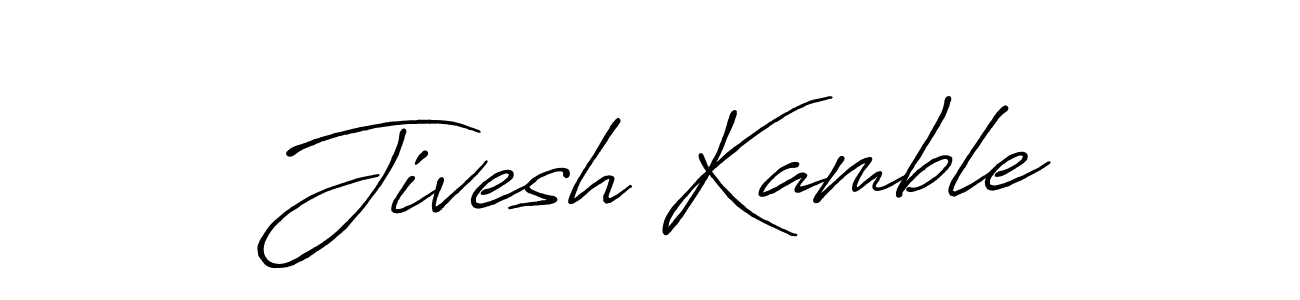 How to make Jivesh Kamble name signature. Use Antro_Vectra_Bolder style for creating short signs online. This is the latest handwritten sign. Jivesh Kamble signature style 7 images and pictures png