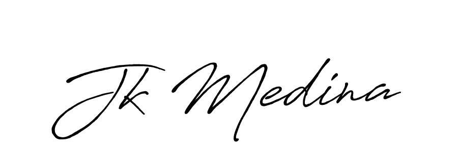 Jk Medina stylish signature style. Best Handwritten Sign (Antro_Vectra_Bolder) for my name. Handwritten Signature Collection Ideas for my name Jk Medina. Jk Medina signature style 7 images and pictures png