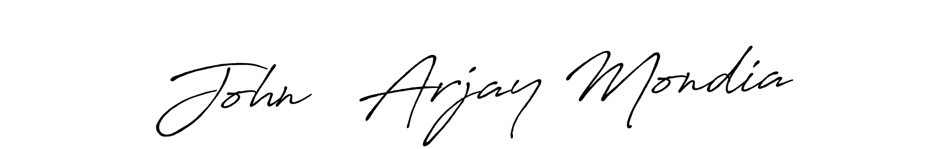 Create a beautiful signature design for name John   Arjay Mondia. With this signature (Antro_Vectra_Bolder) fonts, you can make a handwritten signature for free. John   Arjay Mondia signature style 7 images and pictures png