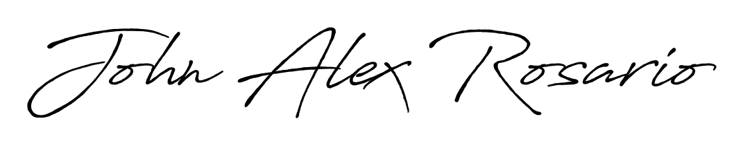 The Antro_Vectra_Bolder handwriting style adds charm and authenticity to name John Alex Rosario. A wonderful choice for personal thank-you notes. John Alex Rosario signature style 7 images and pictures png