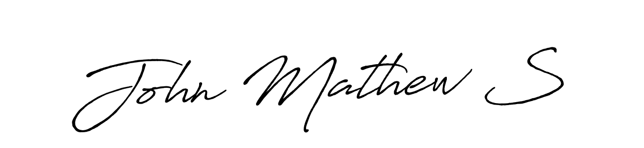 Make a beautiful signature design for name John Mathew S. With this signature (Antro_Vectra_Bolder) style, you can create a handwritten signature for free. John Mathew S signature style 7 images and pictures png