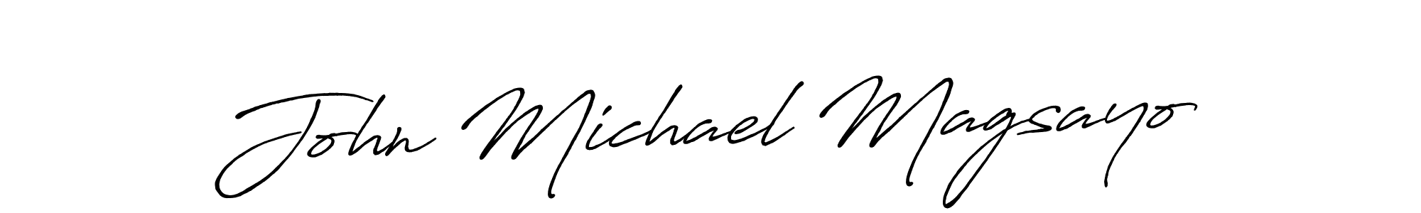 The best way (Antro_Vectra_Bolder) to make a short signature is to pick only two or three words in your name. The name John Michael Magsayo include a total of six letters. For converting this name. John Michael Magsayo signature style 7 images and pictures png